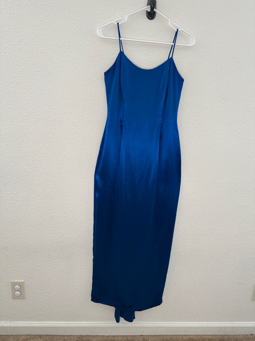 Jessica McClintock Gunne Sax Satin Slip Maxi Dress in Deep Blue